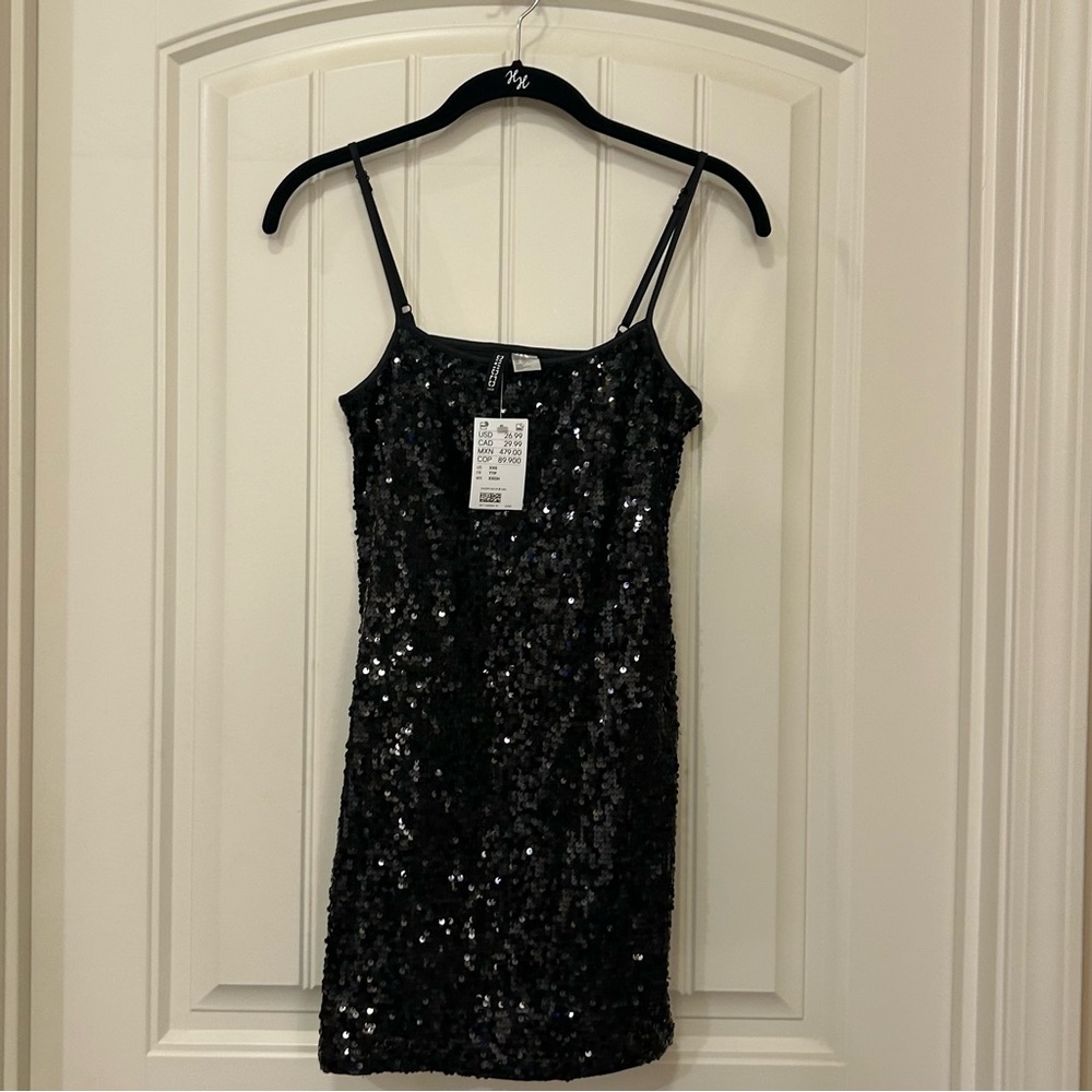 H&M Black Sequin Mini Dress